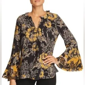 Kobi Halperin Adelle Silk Floral Blouse Bell Sleeve $358. Excellent XS